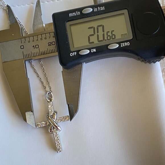 FAC Infinity Knot Cross Silver Tone Crystal Necklace - Picture 6 of 7